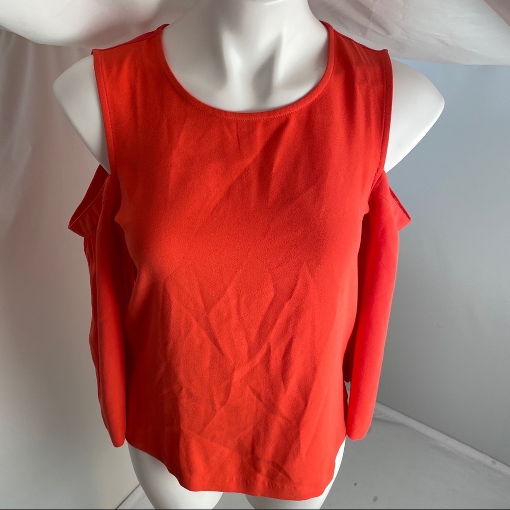 Ann Taylor coral cold shoulder blouse S